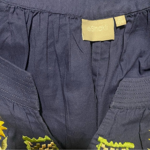 Eshakti eshakti Women’s Bell Sleeve Navy Blue Embroidered Blouse Top Sz 2xl - Picture 4 of 4